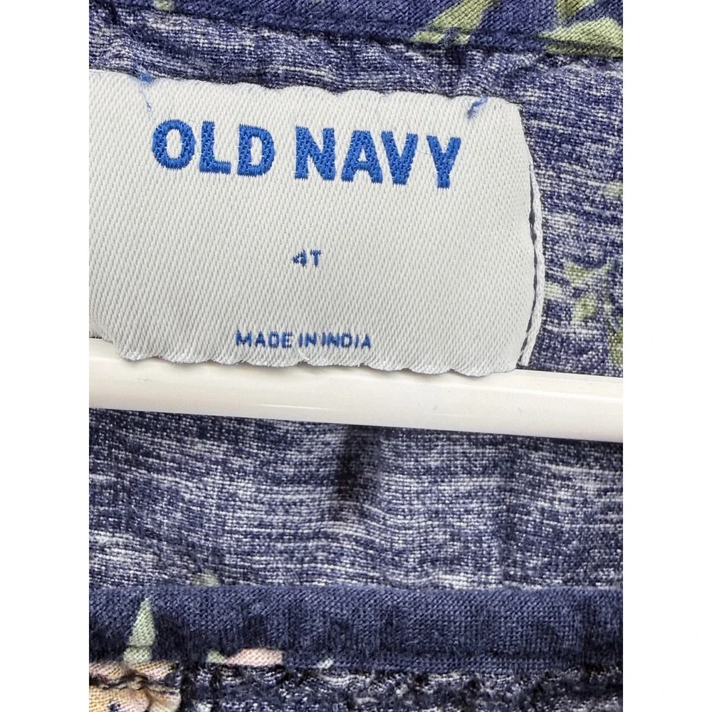 Old Navy Girls Floral Button Front Dress Navy Blue‎ 4T